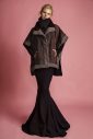Swakara cape with tweed fabric trimming