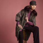 Blue iris mink with swakara tweed fabric & fox collar