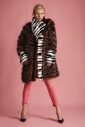 Coat from multicolor fox with wide scarf-collar & front in mink