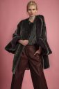 Silver color mink jacket with funnel extravagant cuffs