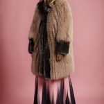 Fox coat in pale pink with argento mink scarf & front closure