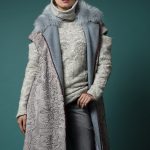 Ice color Swakara vest with Fox collar & fabric lapels