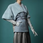 Mink in polvere color & Ice Swakara vest with fabric front part