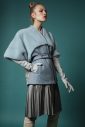 Mink in polvere color & Ice Swakara vest with fabric front part