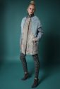 Ice Swakara & polvere color mink jacket with wool fabric sleeves & leather piping