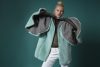 Tiffany color mink jacket with funnel extravagant cuffs