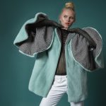 Tiffany color mink jacket with funnel extravagant cuffs