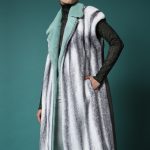 Mink Black-cross vest with Tiffany color  notched lapels & wool fabric back