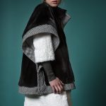 Blackglama mink cape, Swakara sleeves & hem with wool fabric trims & leather piping