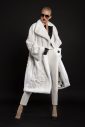 Long coat in white mink with grafted parts forming leafs