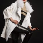 White mink & swakara coat with fox collar