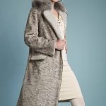 Ice swakara long coat with Fox collar & wool lapels