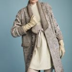 Swakara ice color coat with wool shawl collar & cuffs