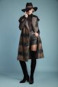 Long mink vest in petrol multi color & wool fabric lapels