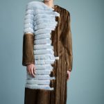 Pastel mink coat with serenity mink in horizontal stripes & sequins inlays