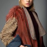 Coat in mongolian lamb, mink, swakara & parts of tweed & denim fabric