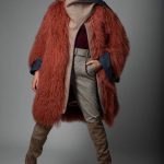 Coat with mongolian lamb, mink tweed fabric & denim