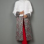 Horizontal natural White Mink bolero/jacket with PKZ logo long detachable skirt & cuffs
