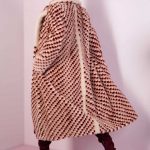 Checked pattern Mink coat in Pink hues