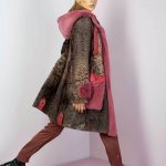 Fox trim hooded Swakara parka/coat with Rose Wine Mink Hood, front flap & cargo pockets
