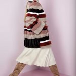 Striped mink blazer with ruffled elasticated back hem