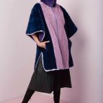 Mink long cape in two tones