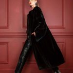 Blackglama mink long coat collarless with C-shape draped sleeves (Copy)