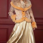 Pink pearl Swakara jacket with Lynx collar & apricot mink trimmings