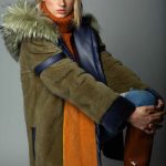 Sport Parka jacket/vest in Fig Geen & Butterscotch Mink with Finn Racoon hood