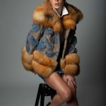 Swakara  jacket with Mink forming animal pattern & collar, cuffs, hem in Red Fox