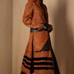 Hooded Swakara Bparka long Coat with leather & sheared black mink trims