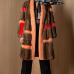 Coat from Sable with mink stripes in Bittersweet, Amber glow & Coral reef