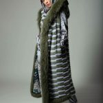 Hooded crafted two tones Mink long Vest with leather & Lynx trims