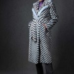 Checked pattern Mink coat in Blue hues
