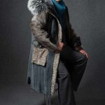 Finn Racoon trim hooded Mink parka/coat in denim-like hue & Srardust Mink sleeves