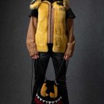Assymetric hem, Finn Racoon hooded Jacket-Vest in with removable wool sleeves