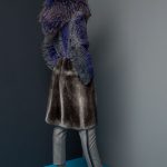 Ultra violet & grey shade Swakara Parka/Coat with Stardust Mink skirt & Finn Racoon hood