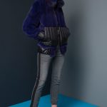 Ultra violet shade Mink Jacket with Sable funnel collar & water repellent fabric front pocket, hem &pulses