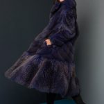 Ultra violet shade Sable long coat in diagonal with Finn Racoon skirt in same color tone