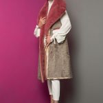 Trench style Swakara Vest with exaggerated Mink collar & shimmering fabric details