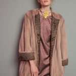 Collarless Mink Jacket with Swakara lapels, cuffs & elasticated leather back hem